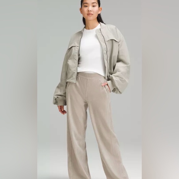 lululemon athletica Pants - Lululemon Wide Leg Velvet Cord Asia Fit Pants in Riverstone Size Large